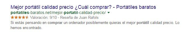 rich snippet de estrellas